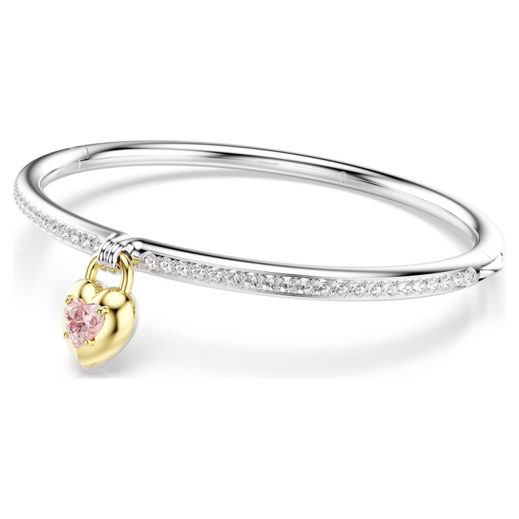 Idyllia bangle Mixed cuts, Heart, Pink, Mixed metal finish